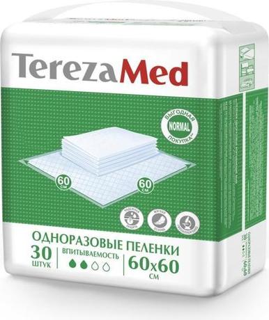 Фото TerezaMed Normal, пеленки одноразовые 60 см x 60 см Normal (2 капли), 30 шт.