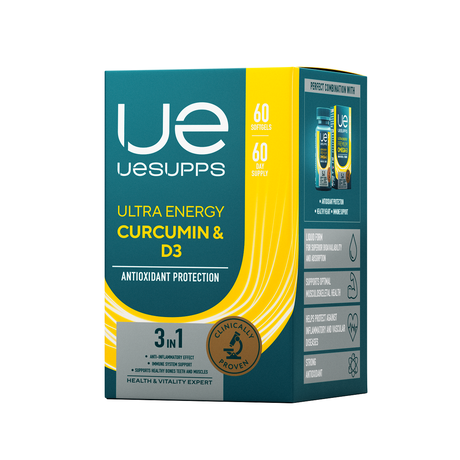Фото UESUPPS Ультра Энерджи Куркумин и Витамин D3, капсулы, 60 шт.