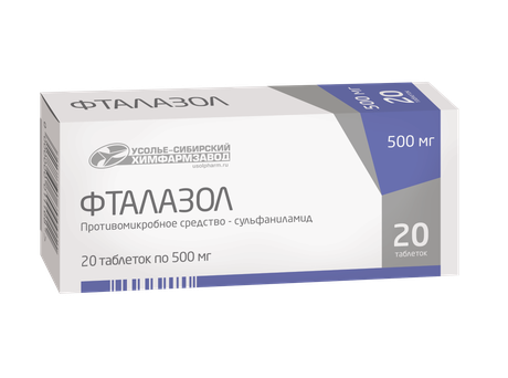 Фото Фталазол, таблетки 500 мг, 20 шт.