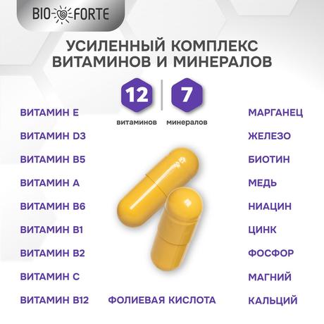 Фото  BioForte Мультивитамины (витамины и минералы) для взрослых, капсулы, 60 шт.