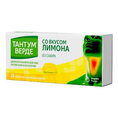 Фото Тантум Верде, таблетки для рассасывания (лимон), 20 шт.