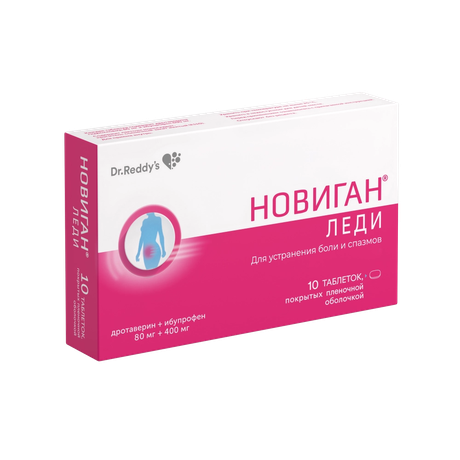 Фото Новиган Леди таблетки, покрытые пленочной оболочкой 80 мг+400 мг, 10 шт.