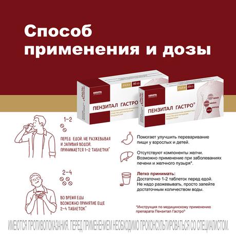 Фото Пензитал Гастро, таблетки покрыт. плен. об. кишечнорастворимые, 20 шт.