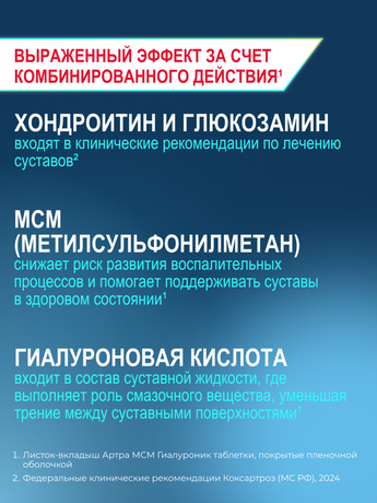 Фото Артра МСМ Гиалуроник, таблетки покрыт. плен. об., 60 шт.
