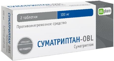 Фото Суматриптан-OBL, таблетки покрыт. плен. об. 100 мг, 2 шт.