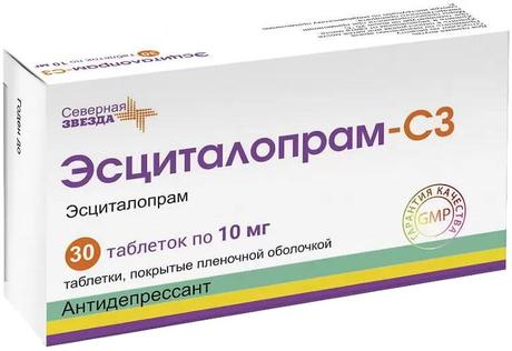 Фото Эсциталопрам-СЗ таблетки, покрытые пленочной оболочкой 10 мг, 30 шт.