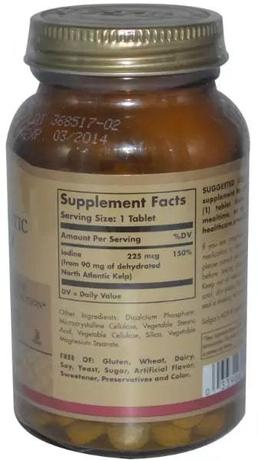 Фото Солгар Йод из бурых водорослей и йодида калия, таблетки, 250 шт.