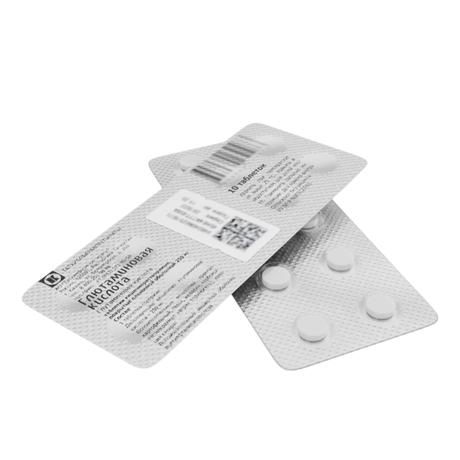 Фото Глютаминовая кислота таблетки, покрытые пленочной оболочкой кишечнорастворимые 250 мг (Татхимфармпрепараты), 10 шт.