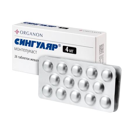Фото Сингуляр, таблетки жевательные 4 мг, 28 шт.