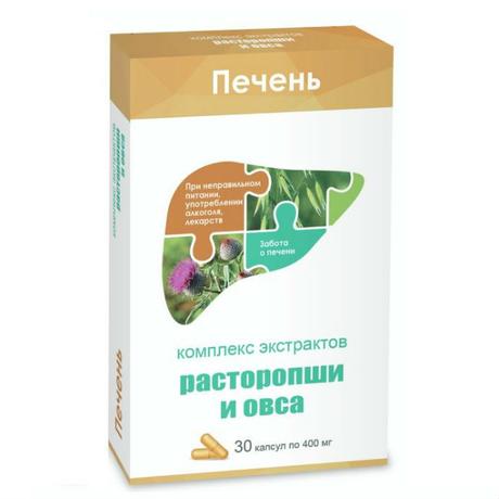 Фото Комплекс экстрактов расторопши и овса, капсулы, 30 шт.