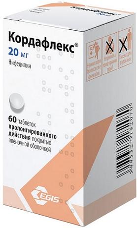 Фото Кордафлекс, таблетки пролонг, покрыт. плен. об.  20 мг, 60 шт.