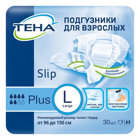 Фото Тена, подгузники для взрослых дышащие Слип Плюс (L), 30 шт.