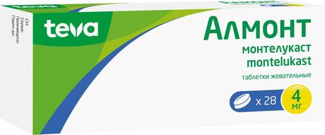 Фото Алмонт, таблетки жевательные 4 мг, 28 шт.