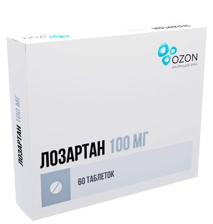 Фото Лозартан, таблетки, покрытые пленочной оболочкой 100 мг, 60 мг
