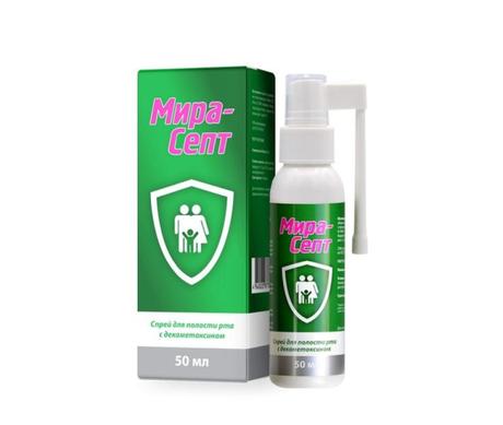Фото Мирасепт с декаметоксином, спрей для полости рта 50 мл.