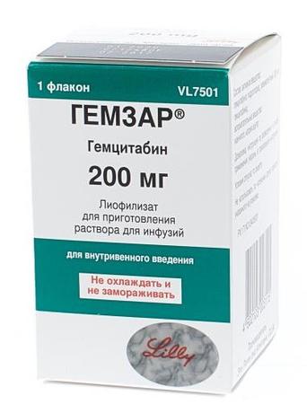 Фото Гемзар, лиофилизат для приготовления концентрата для приготовления раствора для инфузий, флакон 200 мг