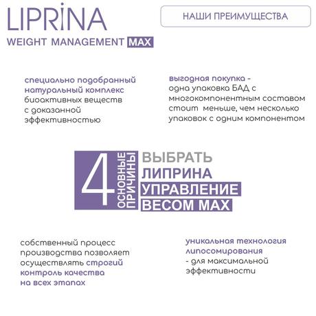 Фото Липрина Управление весом МАX , капсулы 378 мг, 30 шт.