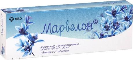 Фото Марвелон, таблетки 150 мкг+30 мкг, 21 шт.