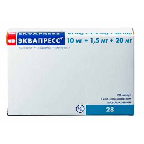 Фото Эквапресс, капсулы с модифицированным высвобождением 10 мг+1,5 мг+20 мг, 28 шт.