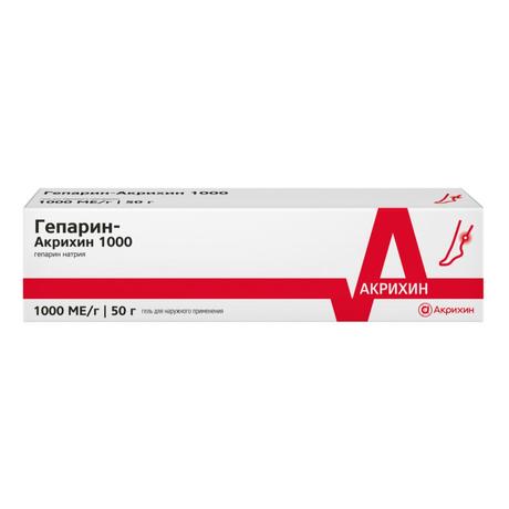 Фото Гепарин-Акрихин 1000, гель 1000МЕ, 50 г