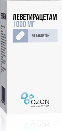 Фото Леветирацетам таблетки, покрытые пленочной оболочкой 1000 мг, 30 шт.