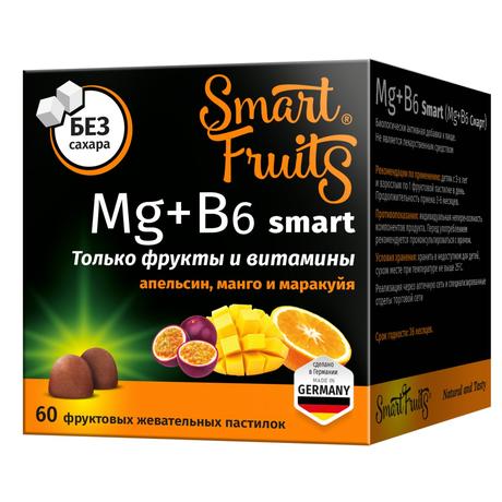 Фото Смарт Фрутс Mg+B6 Smart жевательные витамины, 60 шт.