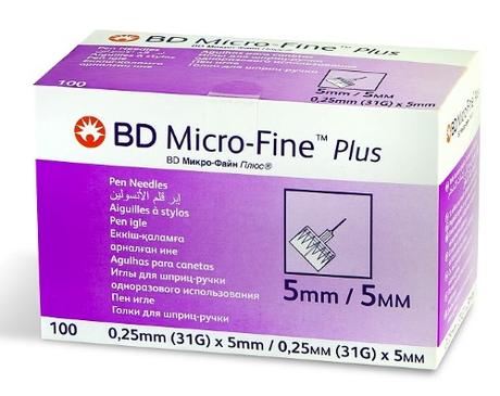 Фото BD Micro-Fine Plus, иглы для шприц-ручки 31g (0,25 х 5 мм), 100 шт.