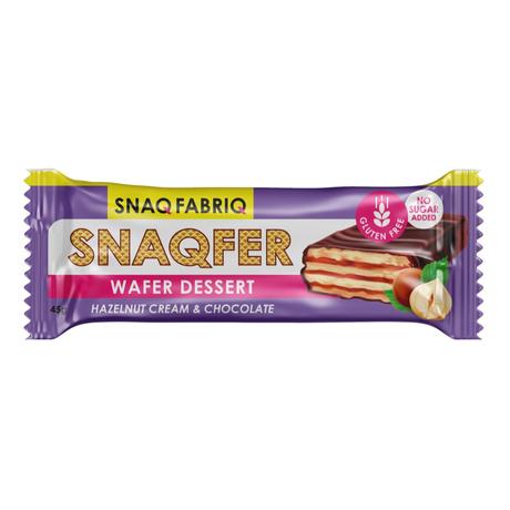 Фото Snaq Fabriq батончик вафельный (фундучный крем/бельгийский шоколад) 45 г, 20 шт.