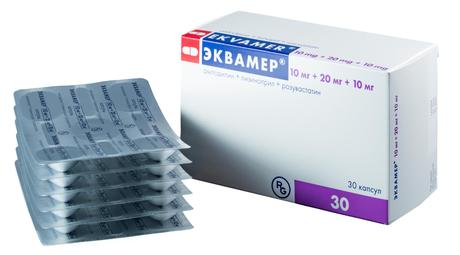 Фото Эквамер, капсулы 10 мг+20 мг+10 мг, 30 шт.