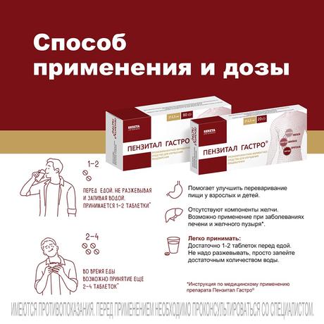 Фото Пензитал Гастро, таблетки покрытые кишечнорастворимой оболочкой, 80 шт.