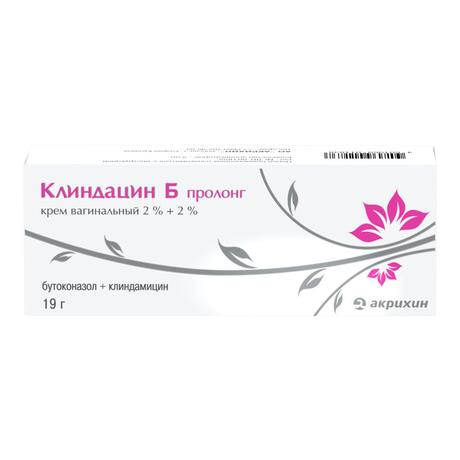 Фото Клиндацин Б пролонг, крем вагинальный 2%+2% туба (аппликатор 3 шт.) 19 г