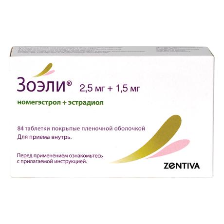 Фото Зоэли, таблетки покрыт. плен. об. 2.5 мг+1.5 мг, 84 шт.