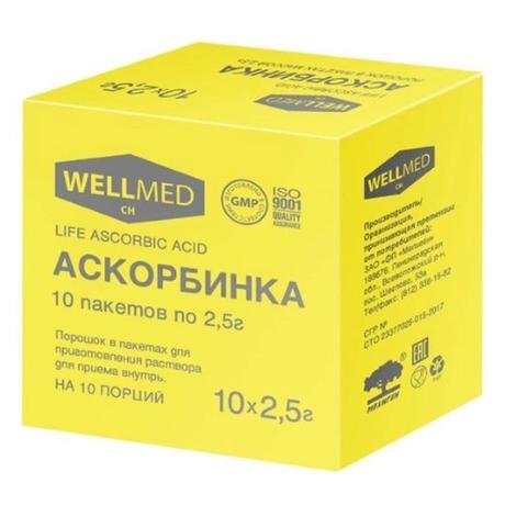 Фото Аскорбинка Life Ascorbic Acid, порошок, пакетик 2,5 г, 10 шт.