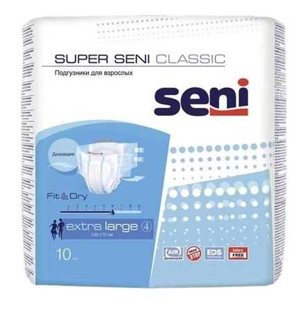 Фото Seni Super Classic подгузники д/взрослых Extra Large (№4), 10 шт