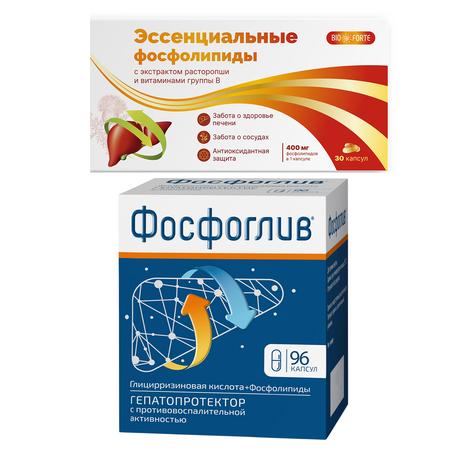 Фото Набор Фосфоглив капс х96 и Эссенциальные фосфолипиды BioForte х30