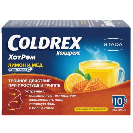 Фото Колдрекс ХотРем, порошок (мед-лимон), 10 шт.