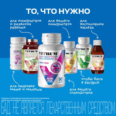 Фото Витрум Магний В6, таблетки покрытые оболочкой 1200 мг, 90 шт.