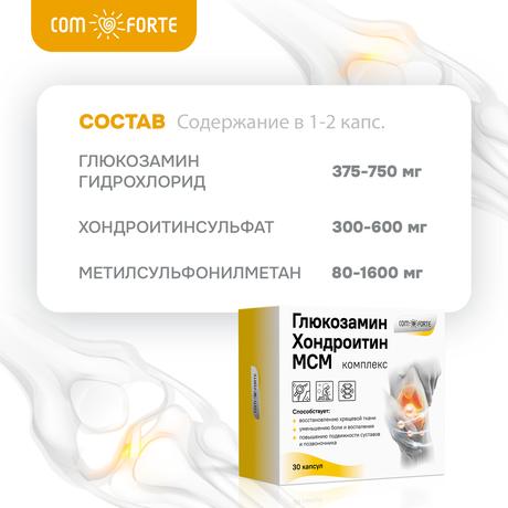 Фото Глюкозамин Хондроитин МСМ BioForte, капсулы, 30 шт.
