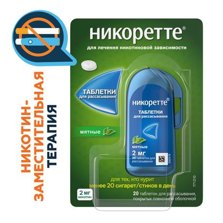 Фото Никоретте, таблетки для рассасывания мятные 2 мг, 20 шт.
