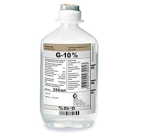 Фото Глюкоза 10%, раствор для инфузий 250 мл флакон, 10 шт.
