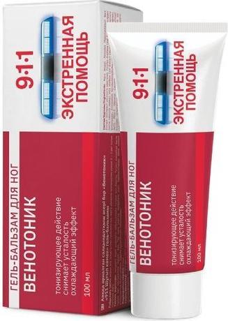 Фото 911 Венотоник, гель-бальзам для ног при тяжести, боли и отеках в ногах 100 мл