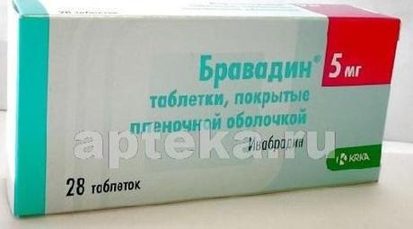 Фото Бравадин, таблетки покрыт. плен. об. 5 мг, 28 шт.