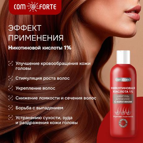 Фото Никотиновая к-та ComForte, Шампунь с кератином 1%, 150 мл