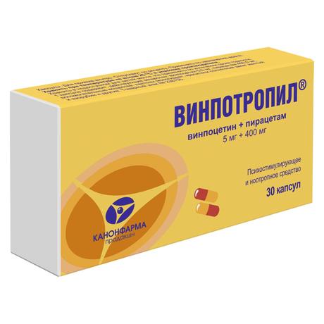 Фото Винпотропил, капсулы 5 мг+400 мг, 30 шт.