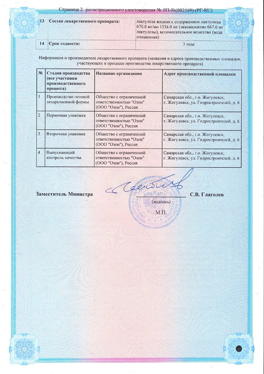 Сертификат на Лактулоза, сироп 667 мг/мл флакон (+мерная ложка), 200 мл Сертификат на Лактулоза, сироп 667 мг/мл флакон (+мерная ложка), 200 мл