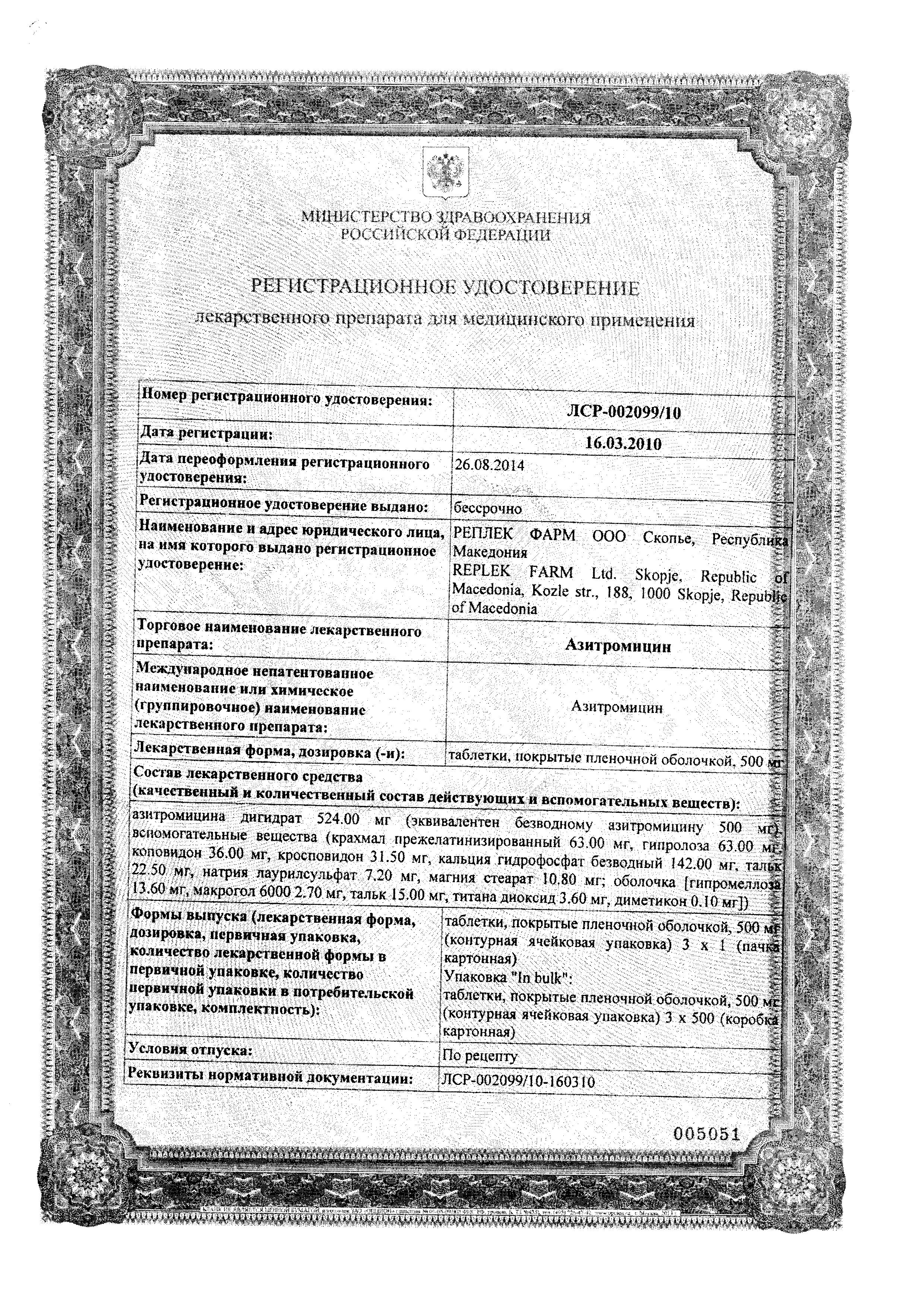 Сертификат на Антибиотики при ангине