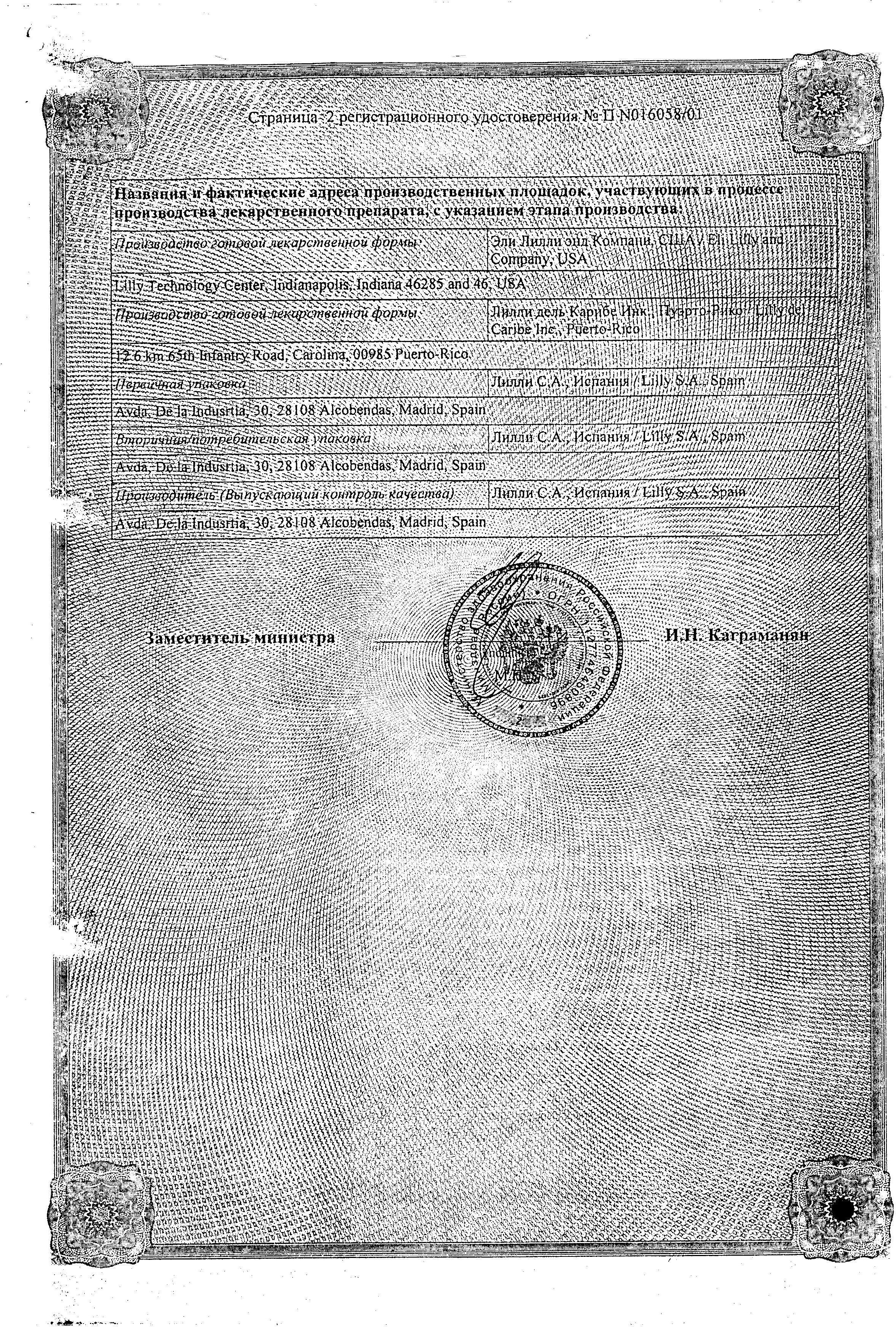 Сертификат Симбалта