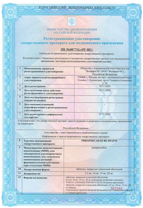 Сертификат на Антиагрегантные препараты