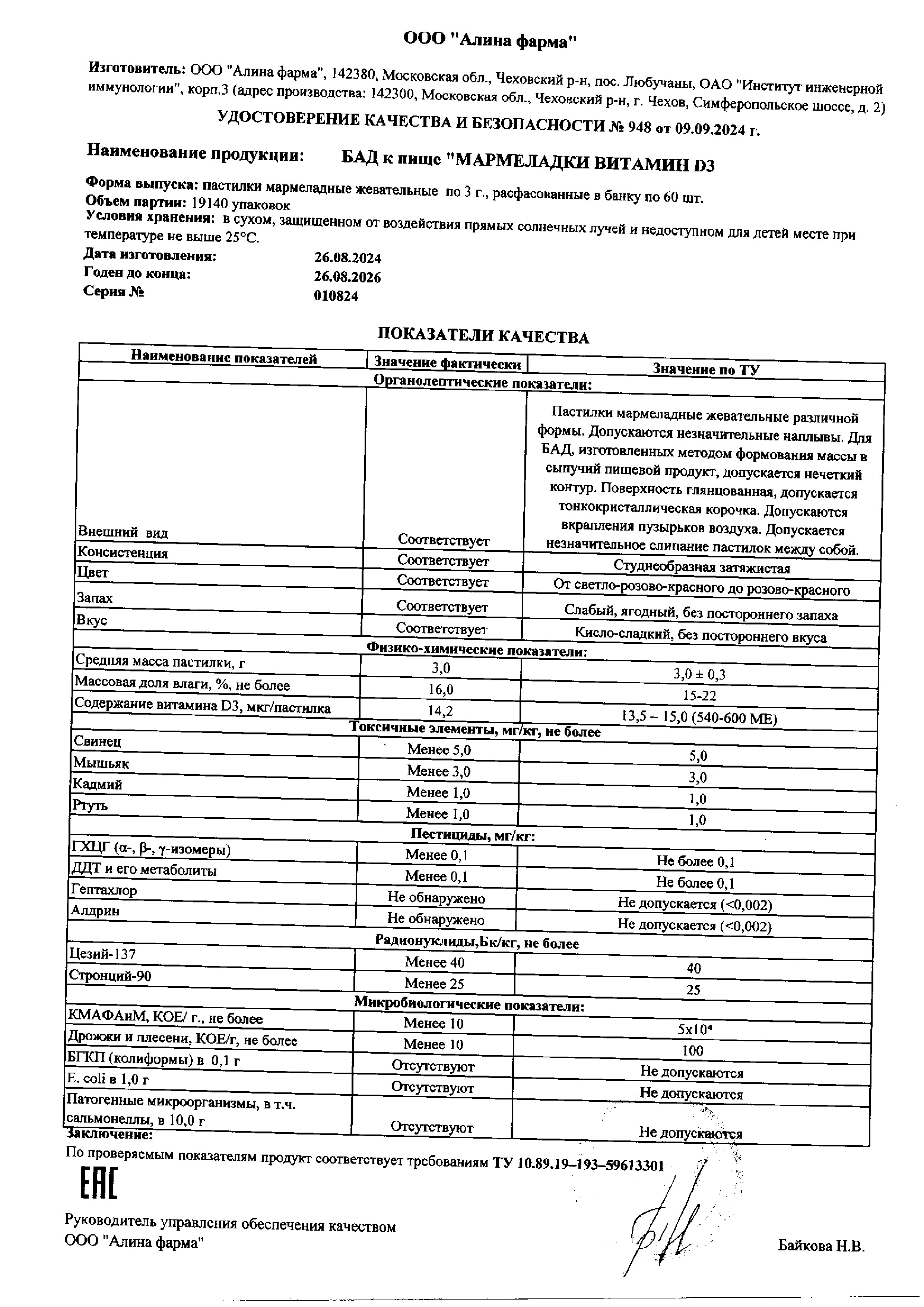Сертификат на Мишутка Витамин Д3 BioForte, пастилки (со вкусом вишни) 600 мг, 60 шт. Сертификат на Мишутка Витамин Д3 BioForte, пастилки (со вкусом вишни) 600 мг, 60 шт.