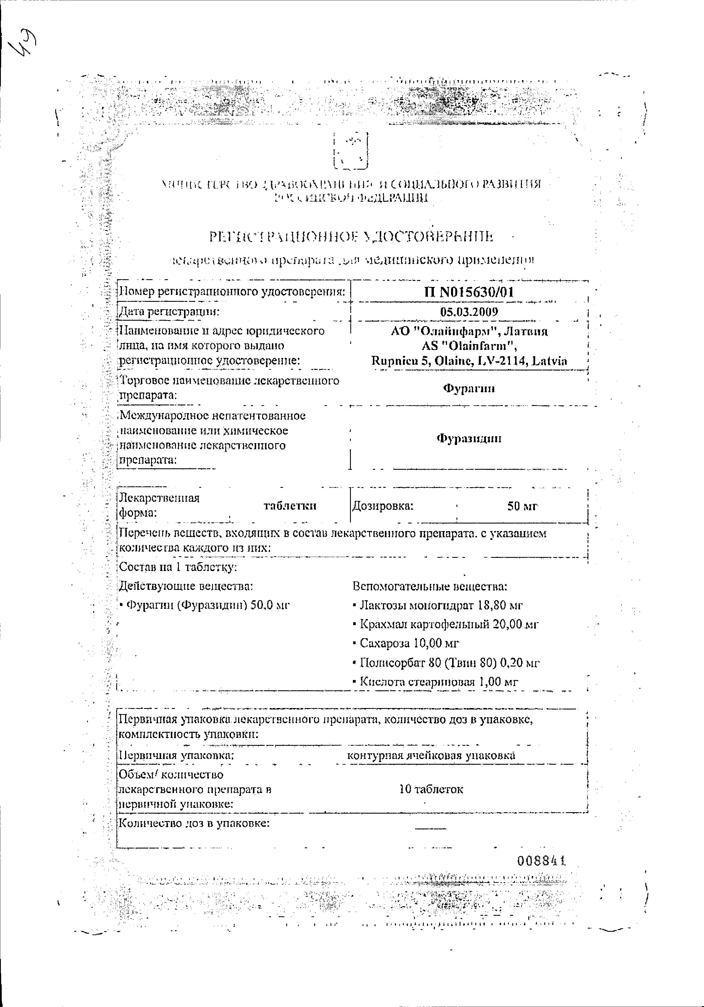 Сертификат Фурагин Сертификат Фурагин